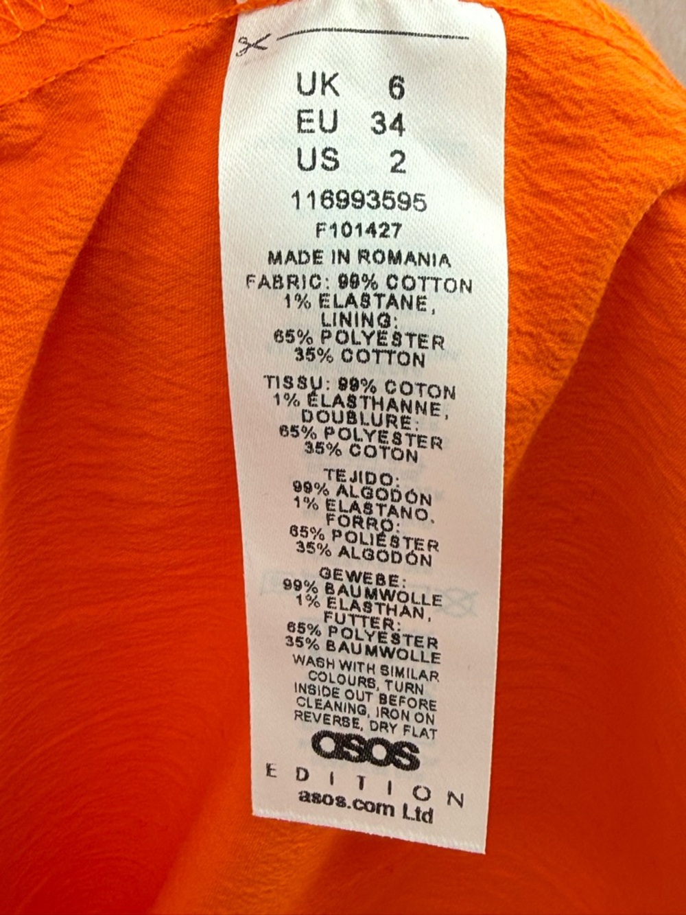 ASOS EDITION Wrap Smock Cami Midi Sundress In Bright Orange Sundress Size 2 - Picture 11 of 12